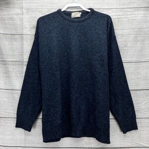 Kerry Traditions Wool Silk Blend Crewneck Sweater Mens XL Navy Blue Irish Knit